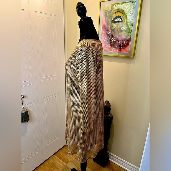 Costa Blanca gold sequin tunic dress / fully lined/  3/4 sleeves 💛💛💛💛In EUC. - Picture 5 of 12